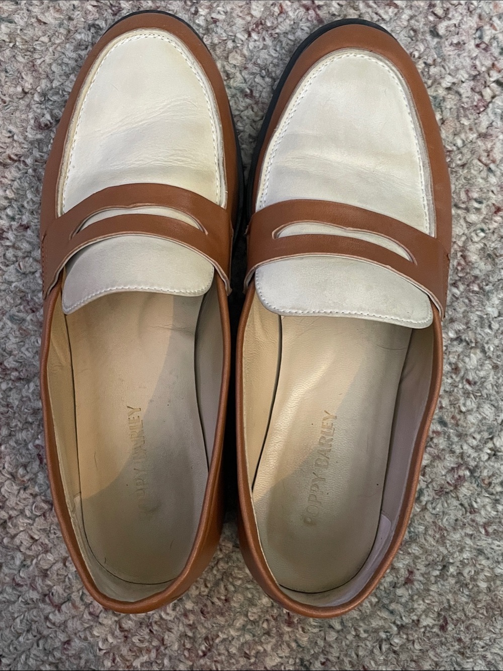 Poppy barley Two-Tone Brown & Cream Leather Penny Loafers